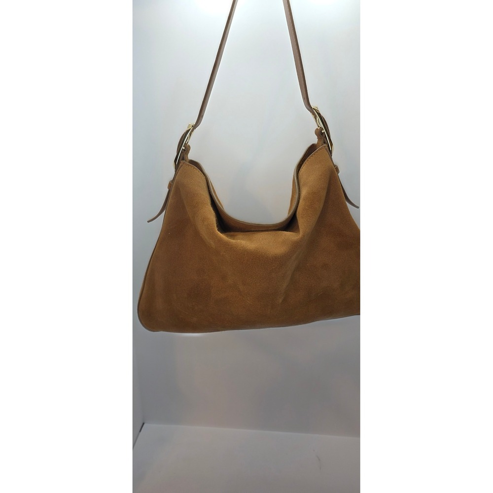 J.Crew Cognac Brown Suede Slouchy Hobo Bag Gold Hardware Shoulder Bag